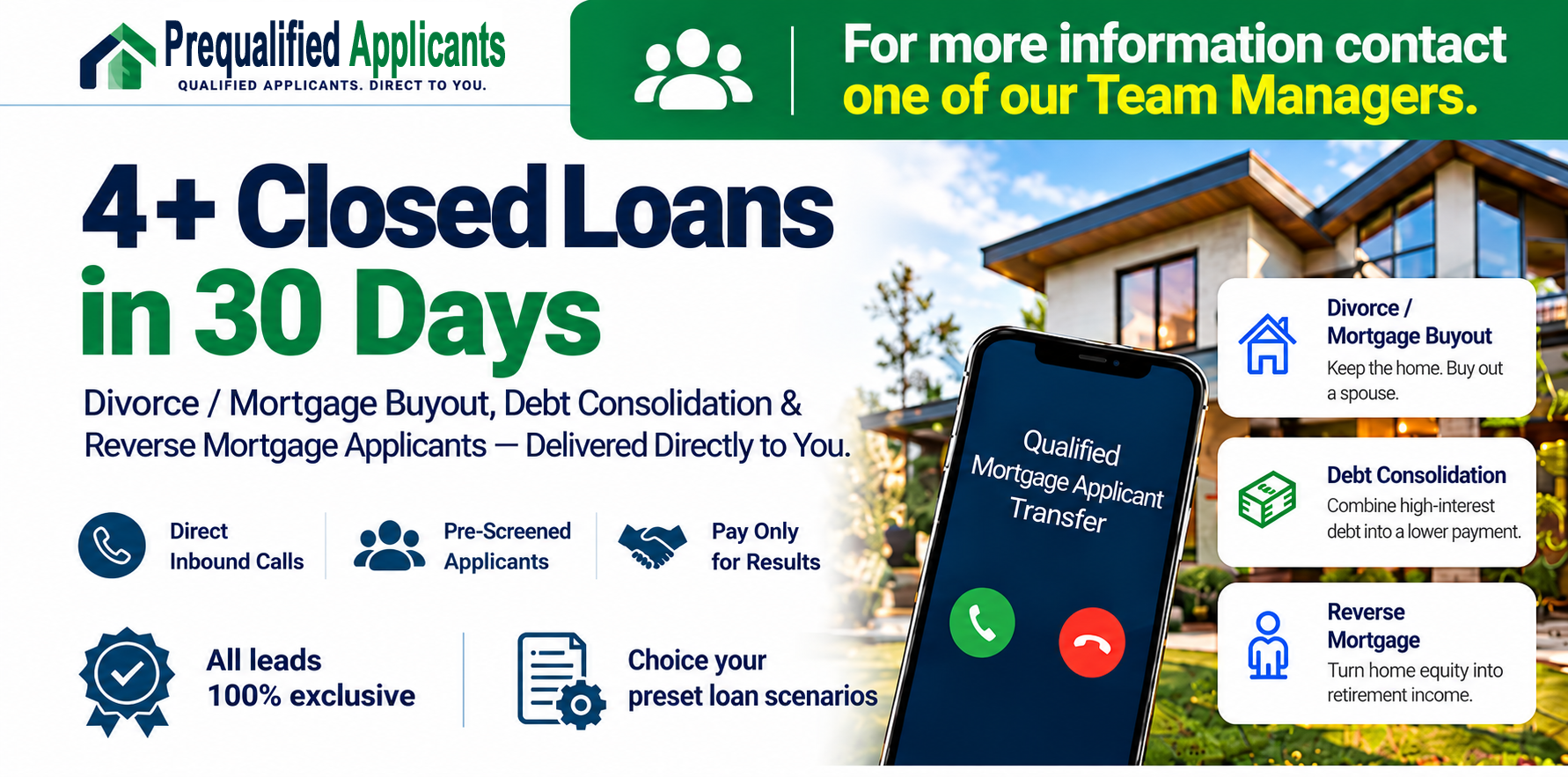 Qualified Mortgage Applicant Transfers for Divorce Mortgage Buyout, Debt Consolidation and Reverse Mortgage Applicants