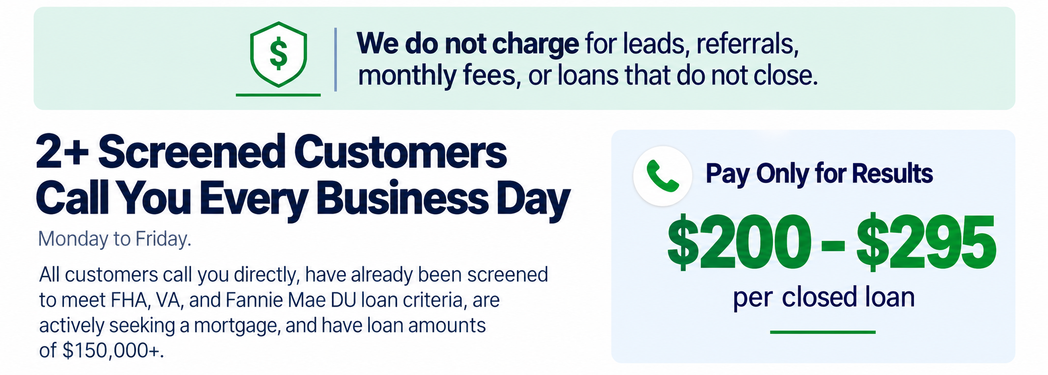 Mortgage Applicant Transfer Pricing Pay Only For Results Closed Loan Program